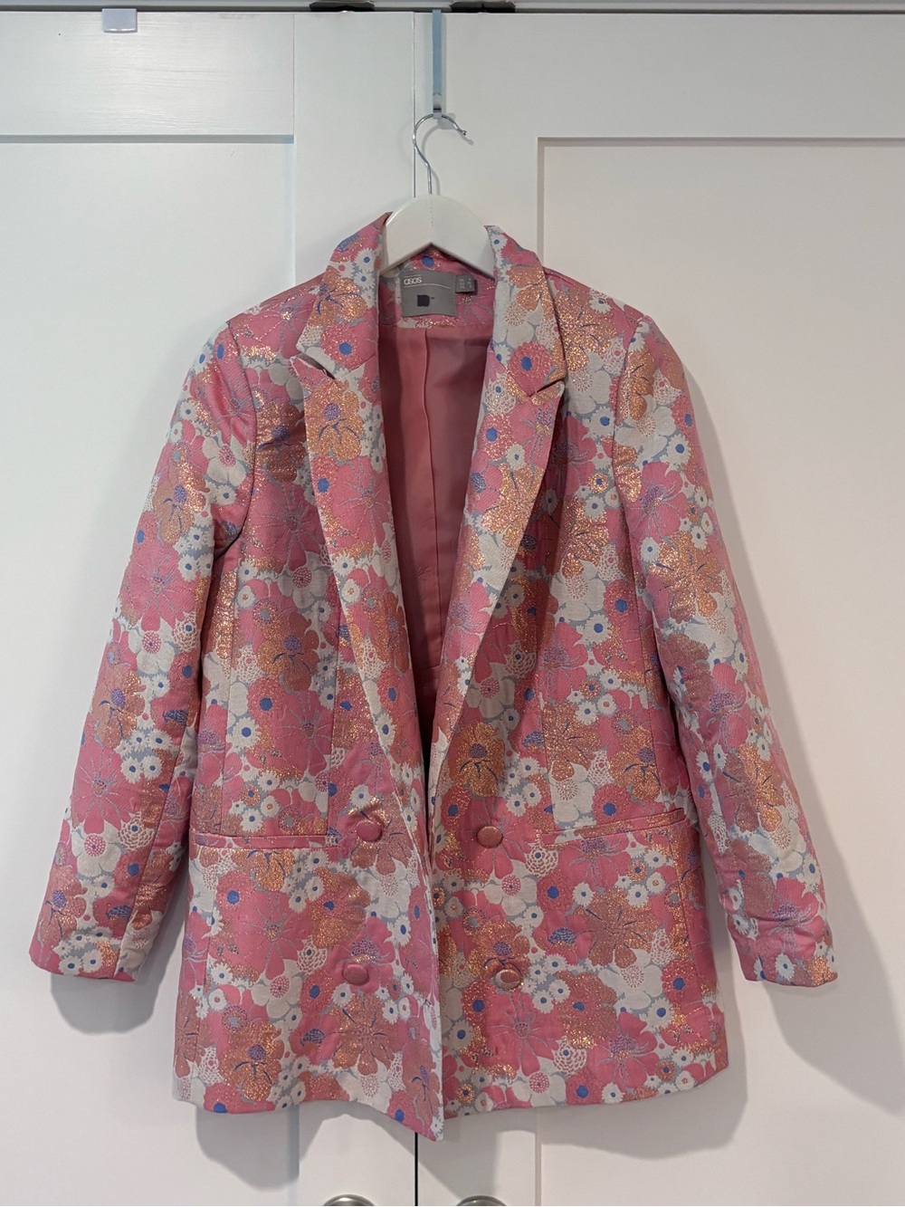 ASOS Pink Floral Brocade Blazer Jacket